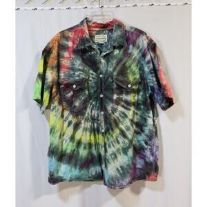 High Sierra Short-Sleeve Tie-Dye Button Down Shirt Size XL